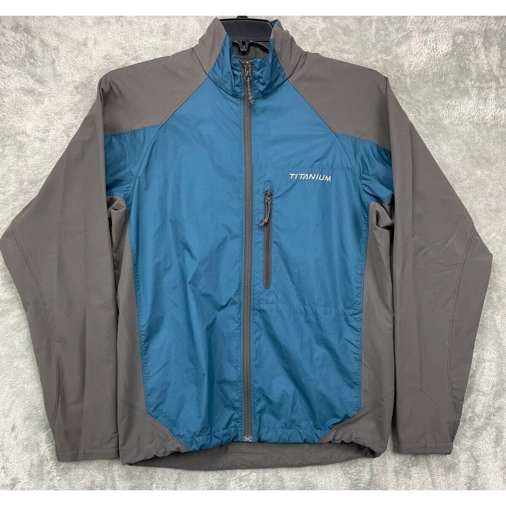 Columbia Black Men's Titanium Windbreaker Jacket Size Small Blue/Gray Outdoor